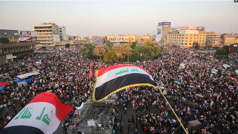 من تظاهرات تشرين 2019 في ساحة التحرير وسط بغداد